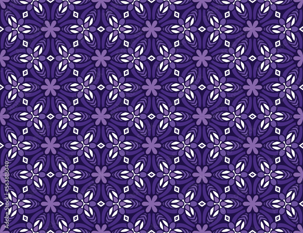 Fototapeta premium Geometric ethnic pattern seamless flower color oriental. seamless pattern. Design for fabric, curtain,purple background, carpet, wallpaper, clothing, wrapping, Batik, fabric,Vector illustration.