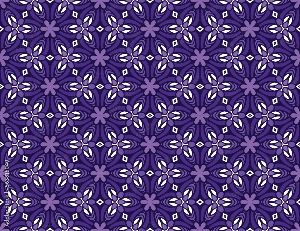 Geometric ethnic pattern seamless flower color oriental. seamless pattern. Design for fabric, curtain,purple background, carpet, wallpaper, clothing, wrapping, Batik, fabric,Vector illustration.