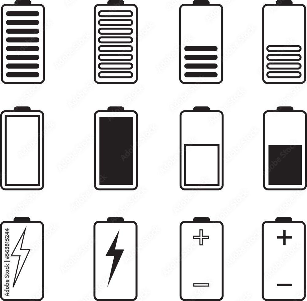 Battery icons. battery vector illustration Battery icons. battery vector illustration