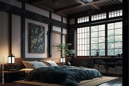 design bedroom japan style. Generetive AI © Putrasatria