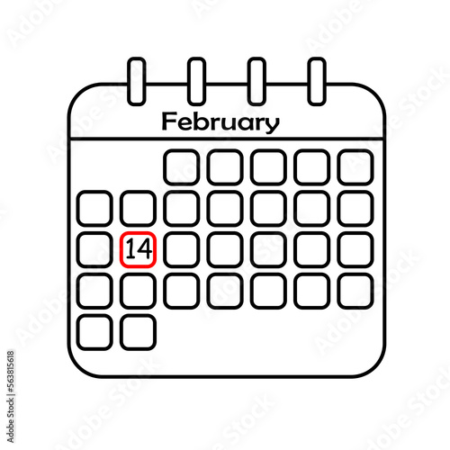 
Image of a calendar icon with the date February 14 - Valentine's Day highlighted