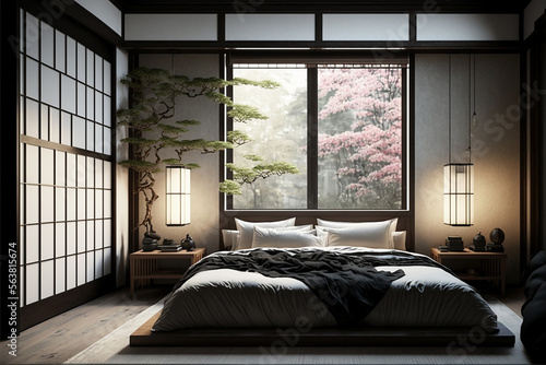 design bedroom japan style. Generetive AI