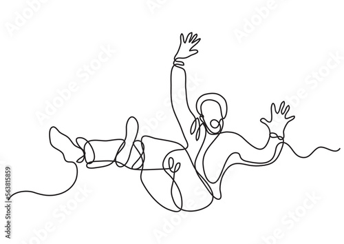 continuous line drawing vector illustration with FULLY EDITABLE STROKE of falling man