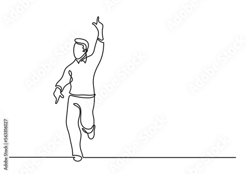 continuous line drawing vector illustration with FULLY EDITABLE STROKE of happy running man