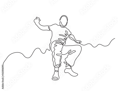 continuous line drawing vector illustration with FULLY EDITABLE STROKE of jumping guy