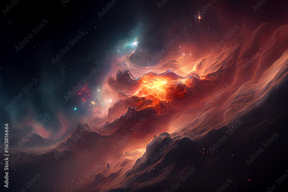 beautiful colors of the galaxy in the deep space. abstract graphic design. wallpaper background. 