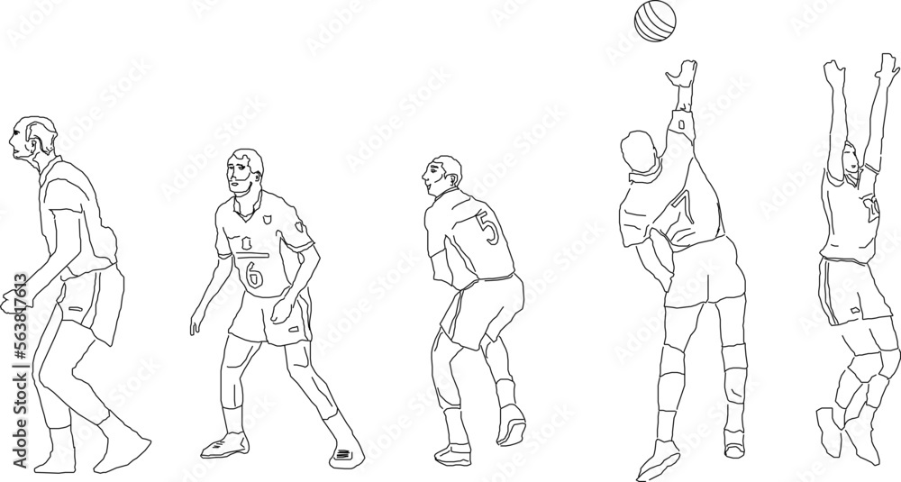 sketch vector illustration of a professional volleyball player in action sketch vector illustration of a professional volleyball player in action