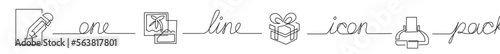 continuous line drawing vector illustration with FULLY EDITABLE STROKE of icon pack of search document and print