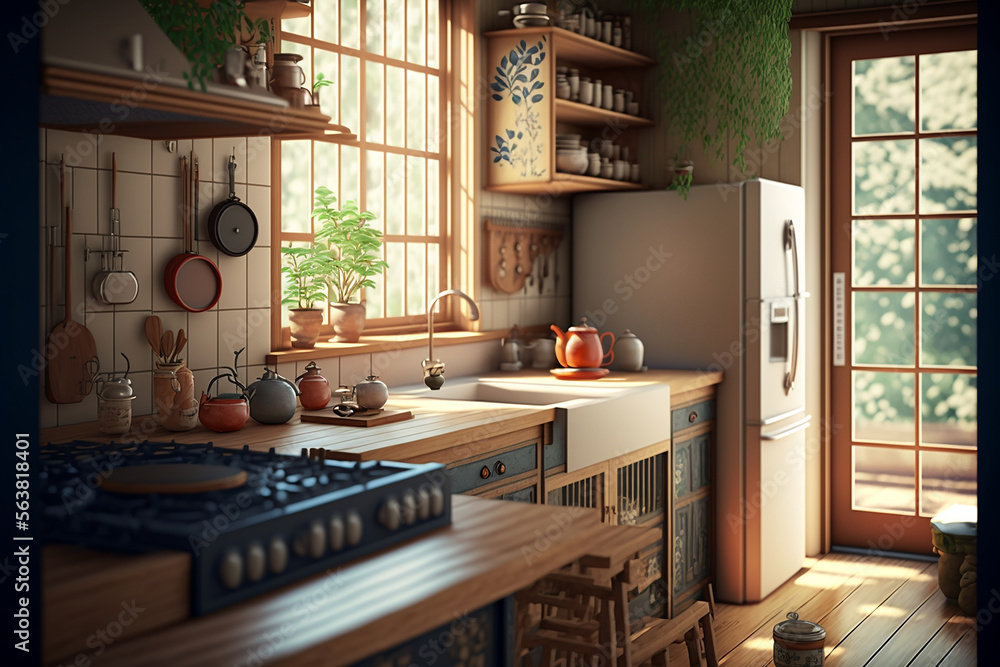 design kitchen japan style. Generative AI