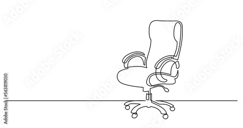 continuous line drawing vector illustration with FULLY EDITABLE STROKE of executive office char with arm rests