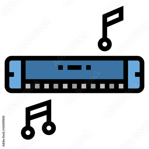 harmonica filled outline icon style