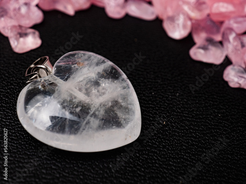 White transparent cryatal heart shaped pendant photo
