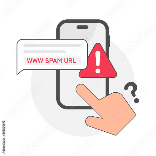 do not tap malicious link message on the smartphone concept illustration flat design vector eps10. simple, modern graphic element for landing page, empty state ui, infographic