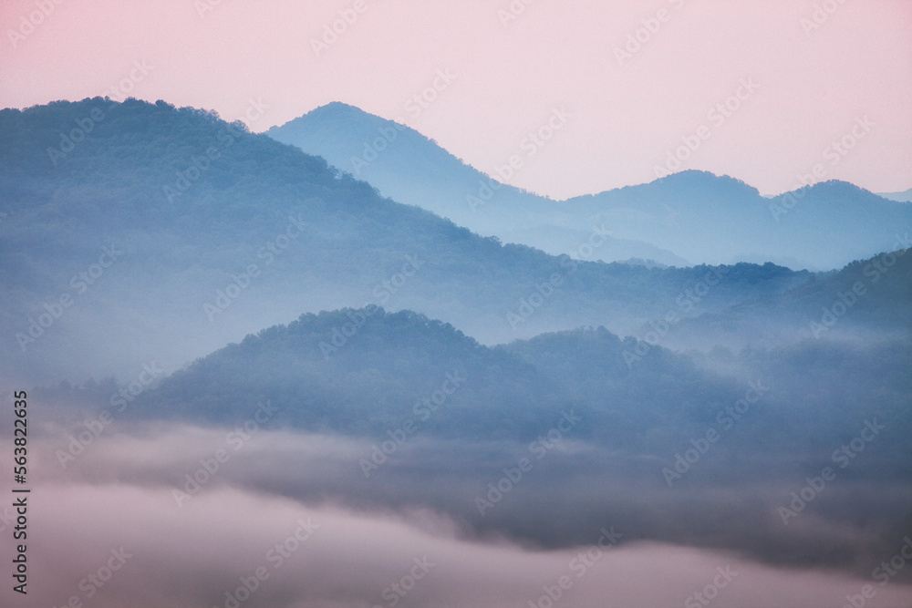 Blue Ridge Mountain mist at dawn