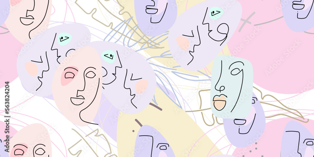 Face line pattern. Minimal art one line drawing. Face line pattern. Minimal art one line drawing.