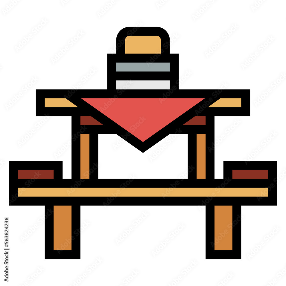 picnic table filled outline icon style picnic table filled outline icon style