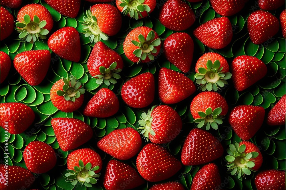 Strawberries Full frame, Fresh nature fruit pattern, red background (Ai generated) Strawberries Full frame, Fresh nature fruit pattern, red background (Ai generated)