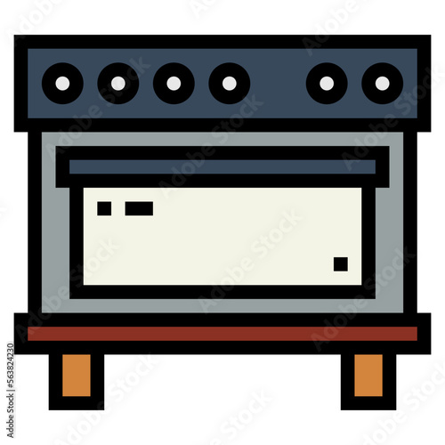 oven filled outline icon style