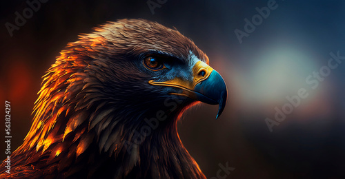 close up portrait of majestic eagle on dark background © Maya Kruchancova