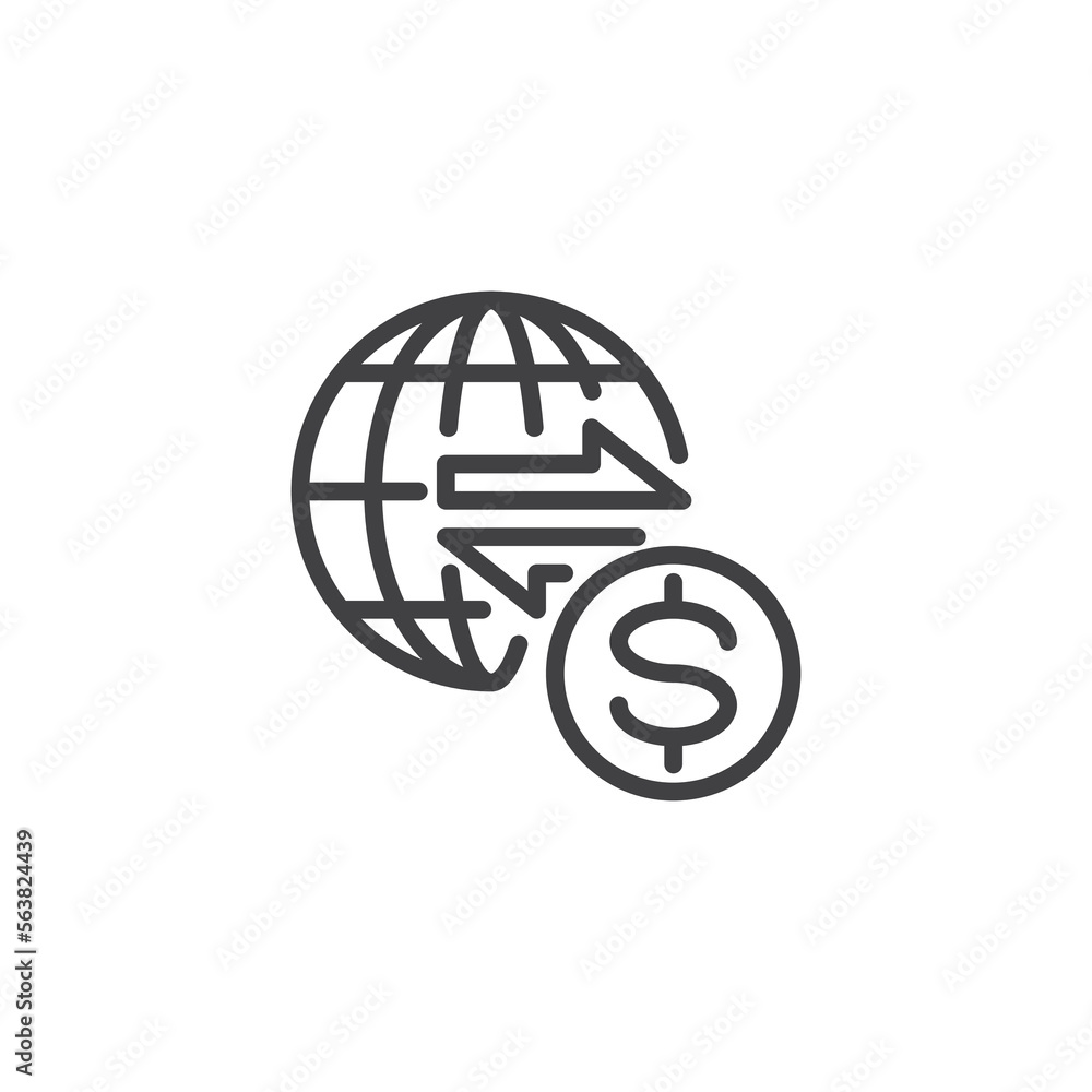 Global money transfer line icon Global money transfer line icon