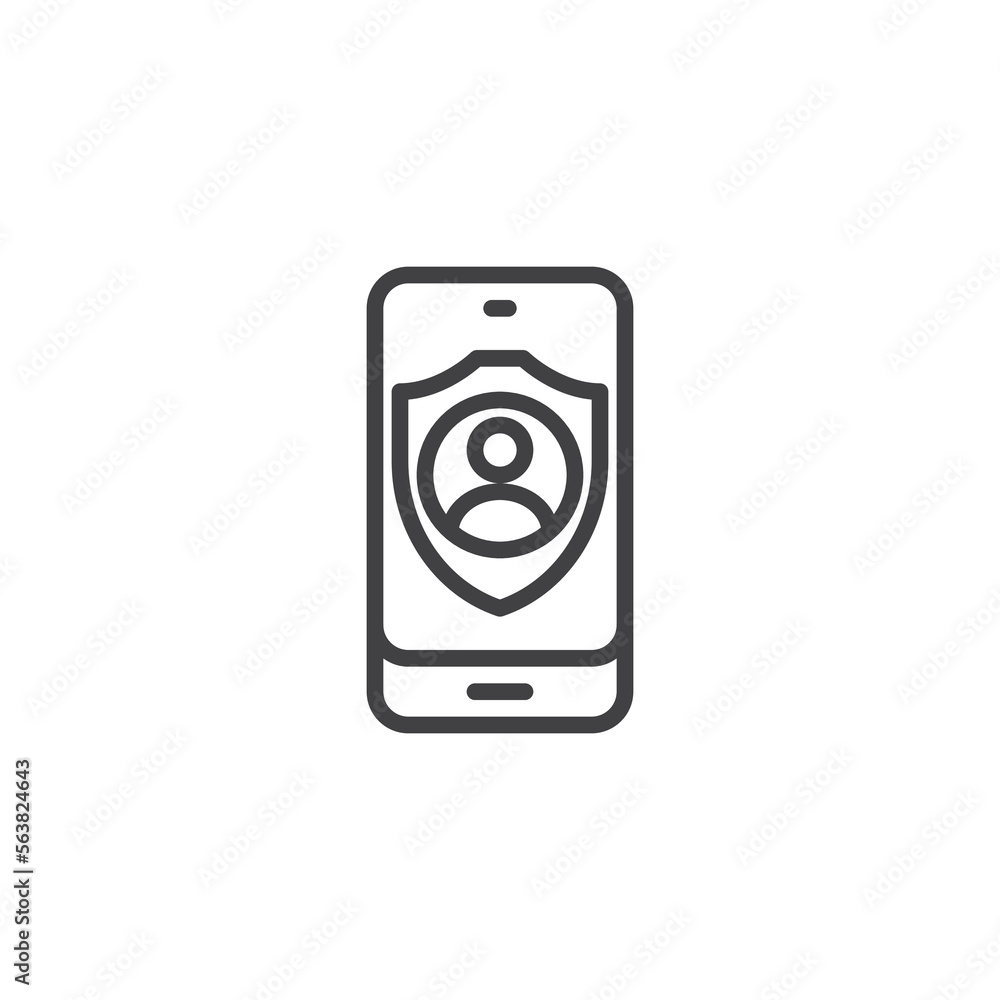 Mobile account security line icon Mobile account security line icon