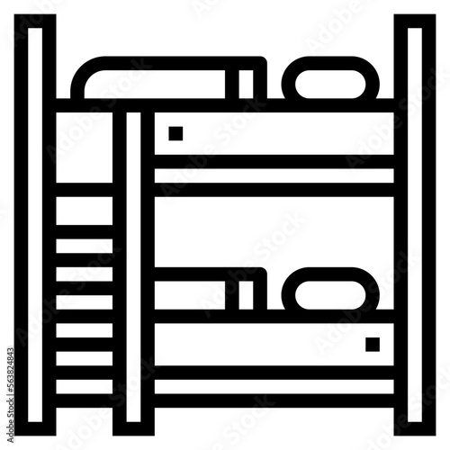 bunk bed line icon style