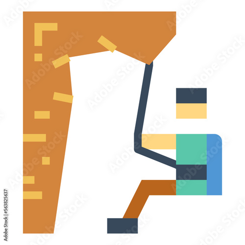 Abseiling flat icon style