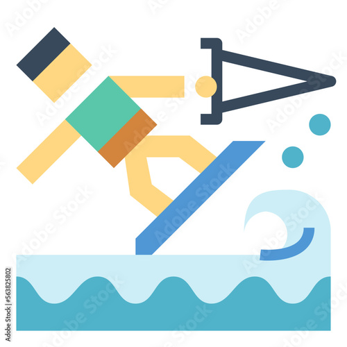 wakeboarding flat icon style