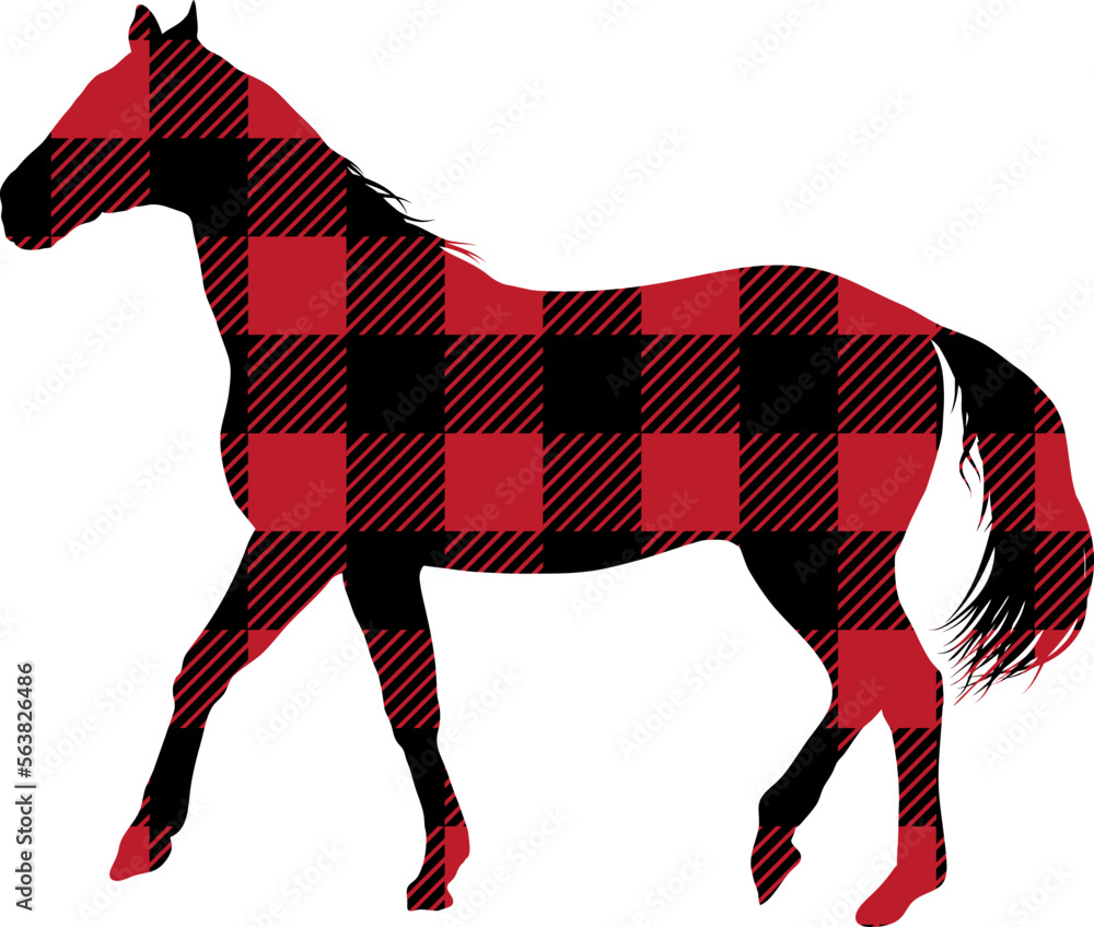 Obraz premium Plaid Horse Animal Vector illustration set. two layers. Animal Silhouette Art. For svg cut, cricut.Farmhouse Svg - Pattern Svg