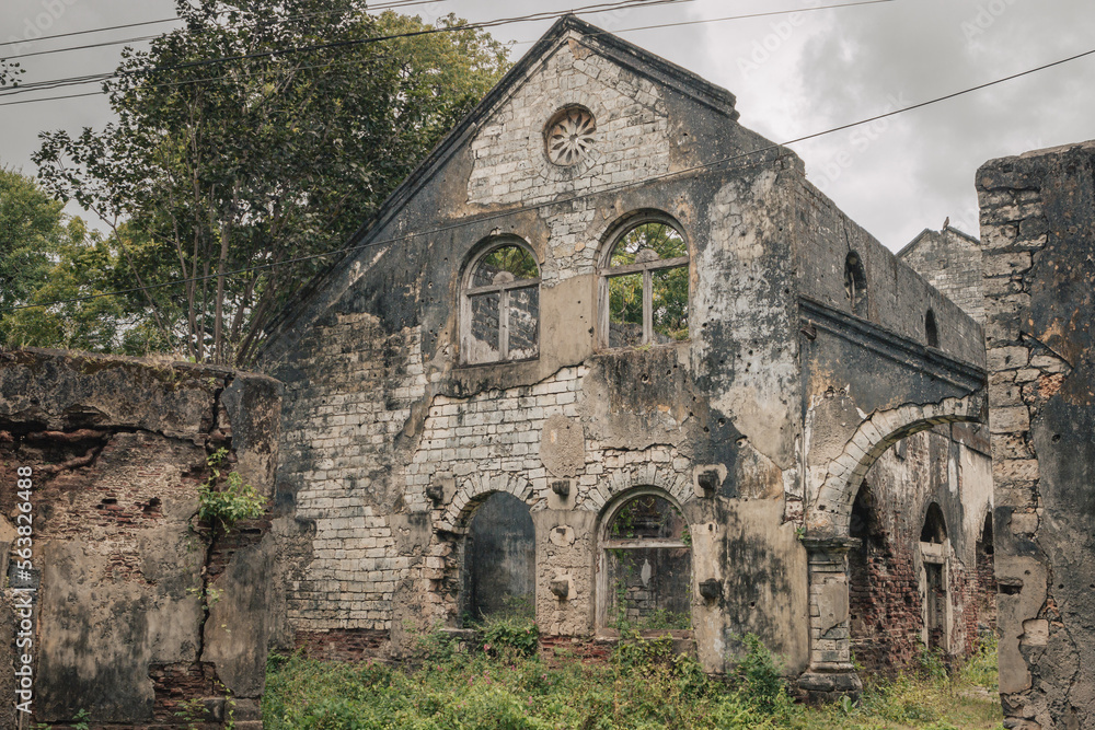 Jaffna, Sri Lanka - March 6th, 2022 : The abandoned old Kachcheri or Dutch Secretariat in Jaffna, Sri Lanka Jaffna, Sri Lanka - March 6th, 2022 : The abandoned old Kachcheri or Dutch Secretariat in Jaffna, Sri Lanka