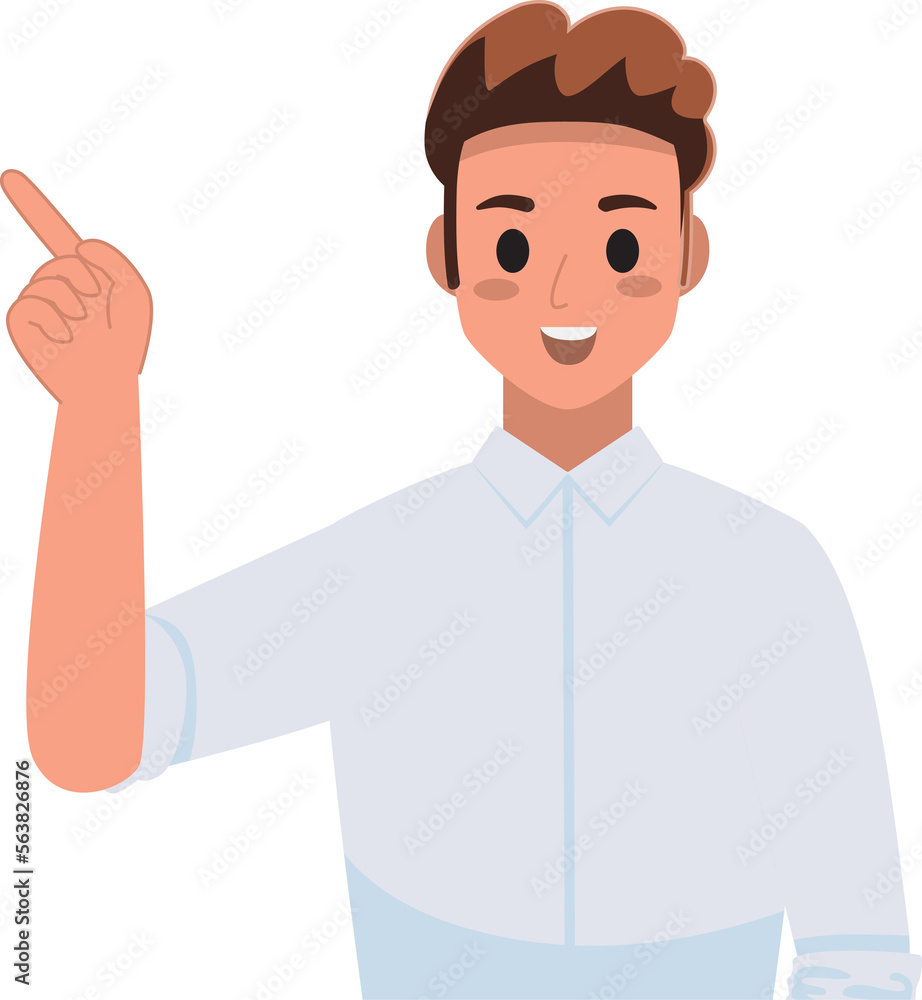 A man character pointing his finger in different directions , A business man wearing white shirt with points at something. A man character pointing his finger in different directions , A business man wearing white shirt with points at something.