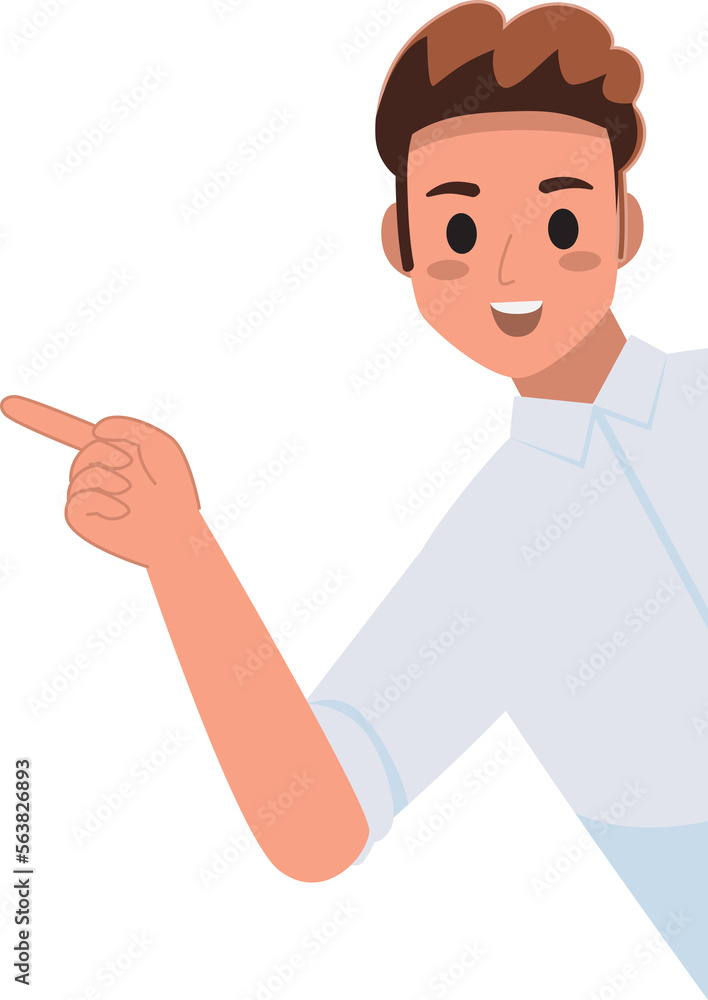 A man character pointing his finger in different directions , A business man wearing white shirt with points at something. A man character pointing his finger in different directions , A business man wearing white shirt with points at something.