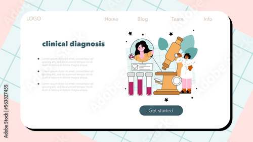Allergist web banner or landing page. Allergy symptom examination,