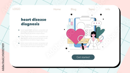 Cardiologist web banner or landing page. Idea of heart medical diagnostic