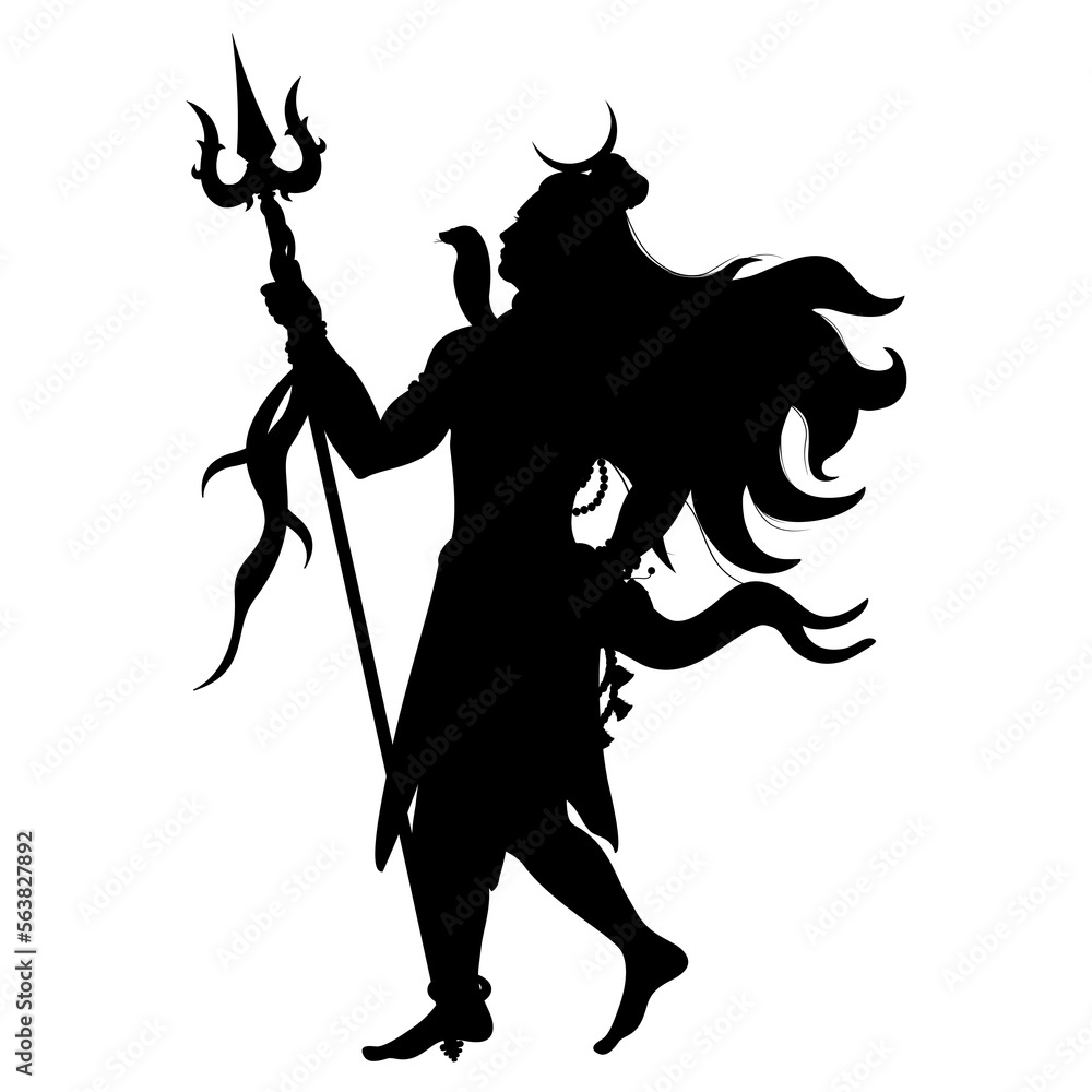 Happy Maha Shivratri, silhouette of Lord Shiva standing with Trishul ...