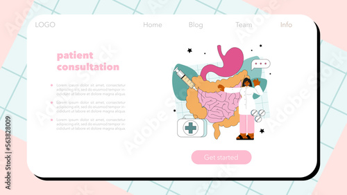 Gastroenterology doctor web banner or landing page. Colon