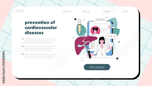 Hepatologist web banner or landing page. Liver examination