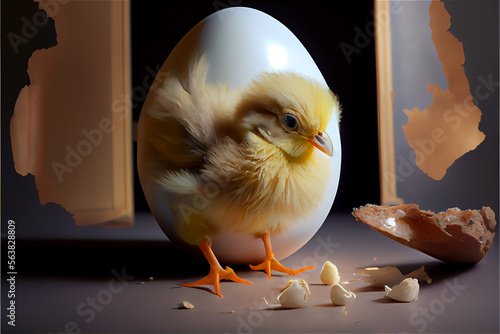 cute little chick coming ou...