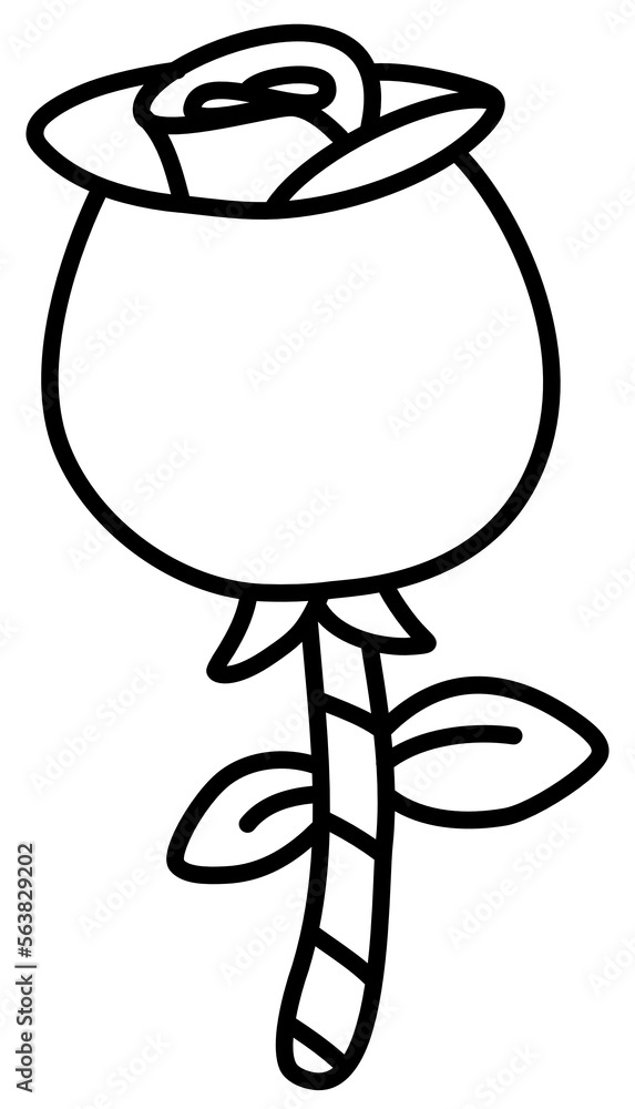 Obraz premium Cute rose doodle line art cartoon