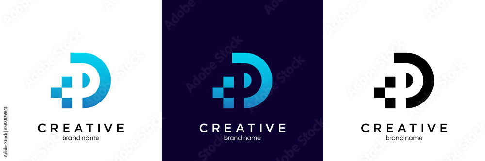 Business corporate letter P logo design vector. Colorful letter PD logo vector template. Letter P logo for technology. - obrazy, fototapety, plakaty 