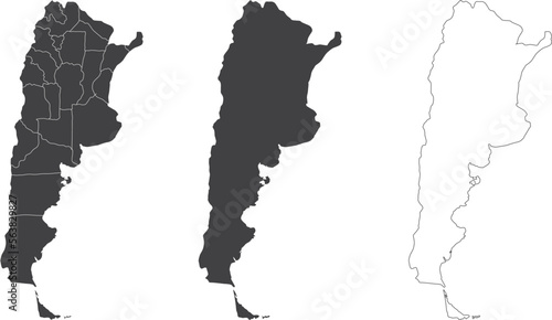 set of 3 maps of Argentina - vector illustrations