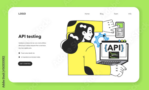 API testing web banner or landing page. Software testing methodology