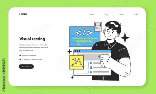 Visual testing web banner or landing page. Software testing methodology.