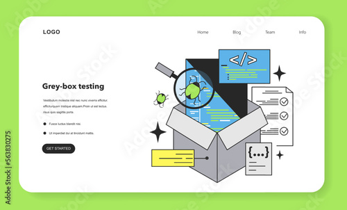 Grey box approach web banner or landing page. Software testing