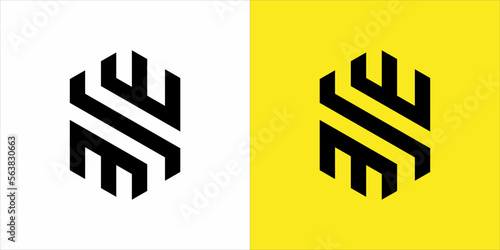monogram logo E. E L with black color and elegant white and yellow background 