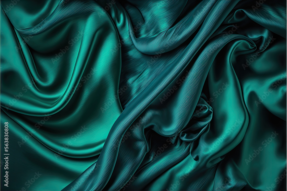 Obraz premium blue cyan soft silk satin folding beautiful soft shiny background wallpaper 4k generative ai 