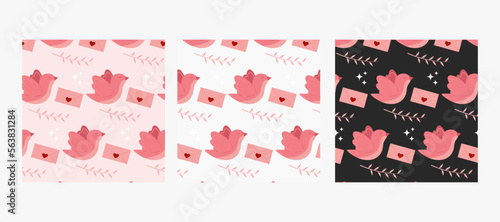 February 14 pattern in pink on a light, dark and pink background