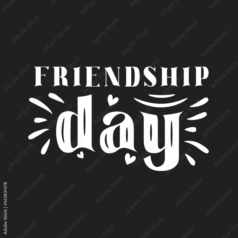 Friendship day vector with elements and colorful text.