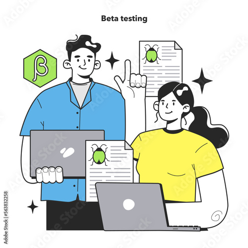 Beta testing technique. Software testing methodology. IT specialist