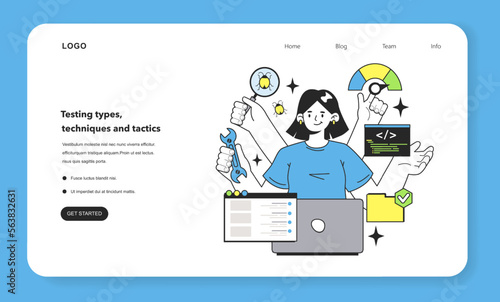 The box approach web banner or landing page. Software testing methodology.